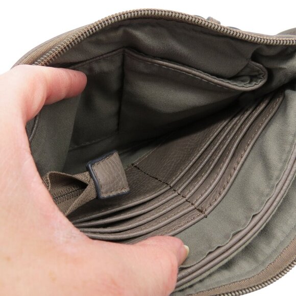 Women's Gray Vegan Leather Crossbody Bag Card Slots Zip Pocket Adjustable - Picture 6 of 8